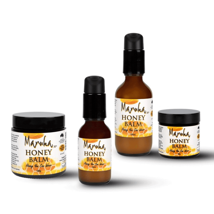 Manuka Honey Balm group photo of all sizes